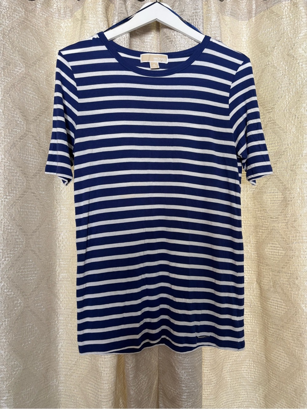Michael Kors Blue and White Striped Top